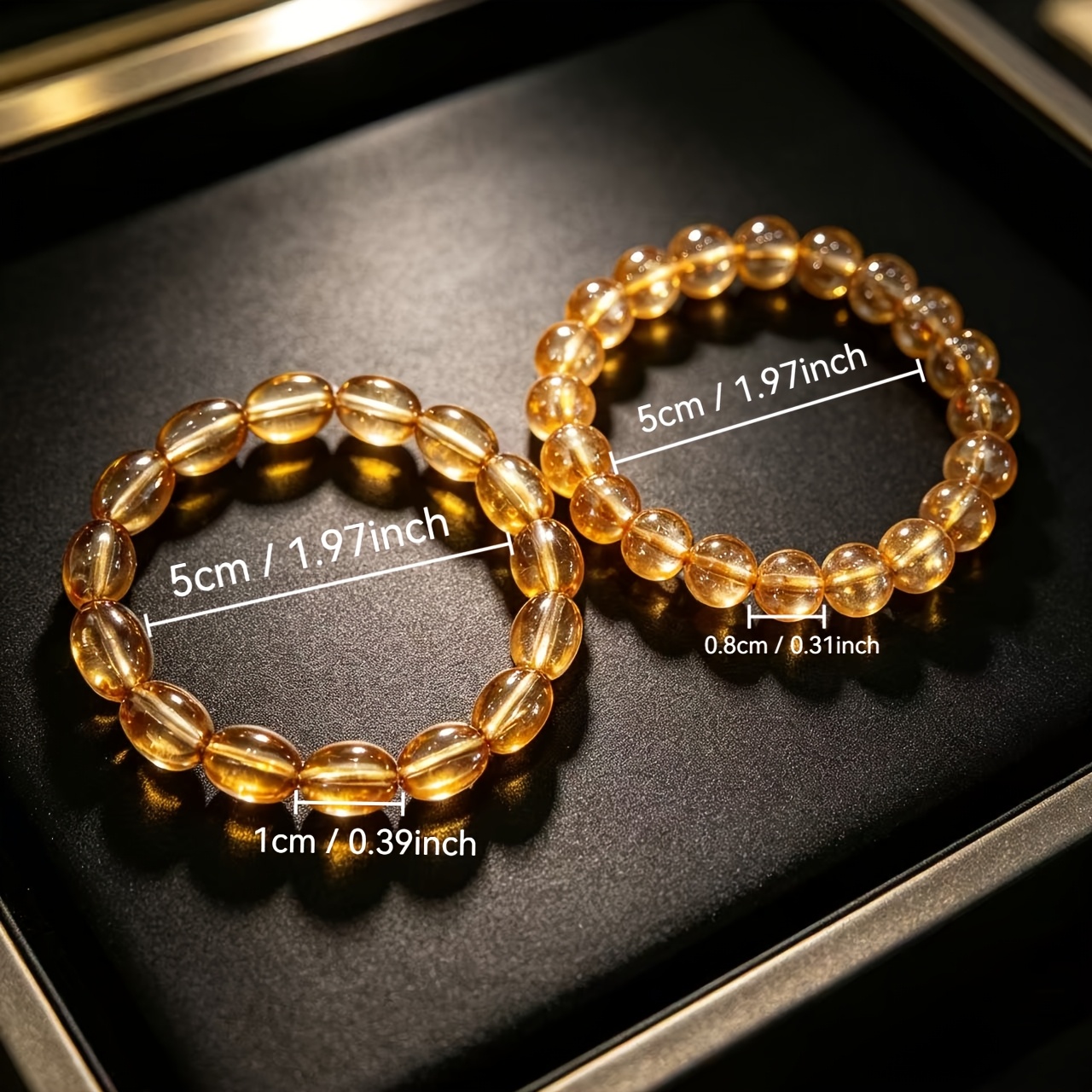 Golden Glitter Wealth Bracelet, Unisex Beaded Set